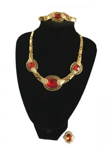 J0145 ruby red set necklace