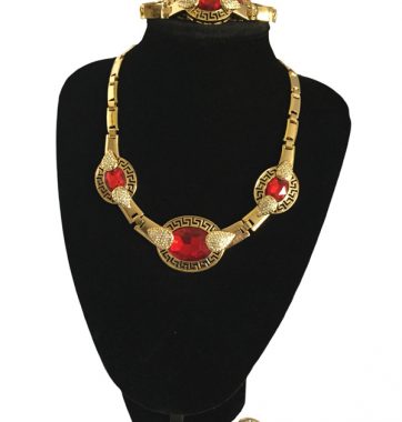 J0145 ruby red set necklace