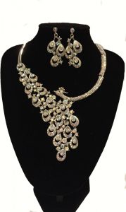 J0150 two tone peacock set necklace