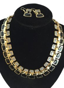 J0164 Grey Gold & Black Necklace Set