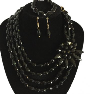 J0191 Black Beaded Set Necklace