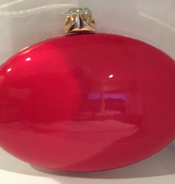 J0206 Red Oval Clutch Bag with gold trim
