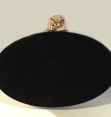 J0208 Black Velvet Oval Clutch Bag