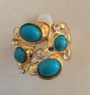 J0245 Gold & Turquoise Ring