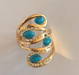 J0246 Gold & Turquoise Swirl Ring