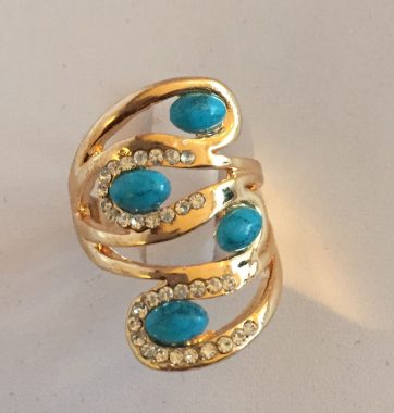 J0246 Gold & Turquoise Swirl Ring