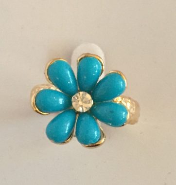 J0247 Turquoise Flower Ring
